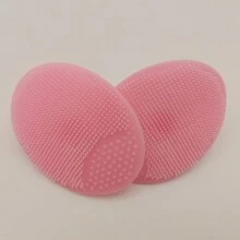 2入組便攜式矽膠洗臉刷，按摩吸盤深層清潔臉部橢圓磨砂板