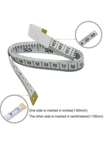 2pcs Soft PVC Measuring Tape Dual-Scale Plastic Ruler, Used For Weight Loss, Medical Measures, Tailor And Craft - Multi-Purpose Vinyl Ruler, Back With Centimeter Scale And 60 Inches (White) - White - View 2