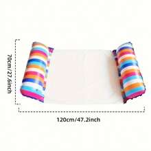 1入組垂直條紋吊床浮條，PVC充氣浮條可折疊水中吊床成人休閒躺椅漂浮床，適用於戶外海灘泳池派對泳池漂浮 - 豎條紋多色 - 查看 4