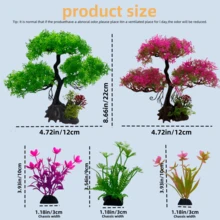 Trang trí bể cá, Bộ 4 món Cây hồng Cây xanh, Trang trí bể cá Cá vàng Beta, Phụ kiện trang trí cây thủy sinh bằng nhựa - Nhiều màu - Xem 3