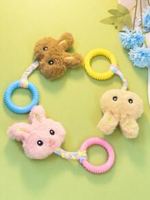 1pc Pet Dog Soft Plush Rabbit Shaped Chew Toy, TPR Rubber Teething & Dental Care Toy, For Pet Use Only