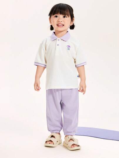 mini bala Boys & Girls Baby Infant Cool Feeling Antibacterial Comfortable And Breathable Lightweight POLO Set