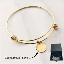 Glod 1pc gepersonaliseerde roestvrij stalen familie naamplaat armband 1-5 ronde namen die kunnen worden gesneden Aangepaste verjaardags- en jubileumcadeau voor vrouwen - 1pc geschenkdoos - Vakantie-sieraden Verstelbare armband, aangepaste namen, modieus gepersonaliseerd vakantiecadeau, paar armband cadeau