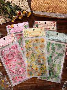 1 paquete de 6 pegatinas de PET de flores botánicas retro, impermeables y removibles, perfectas para decorar diarios, computadoras portátiles, botellas de agua y manualidades DIY