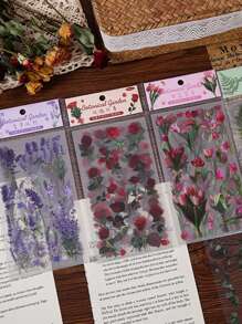 1 paquete de 6 pegatinas de PET de flores botánicas retro, impermeables y removibles, perfectas para decorar diarios, computadoras portátiles, botellas de agua y manualidades DIY