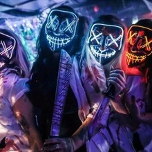 Máscara Luz Led La Purg Halloween Muerte Calavera Con 4modos- 3 pz - Blanco - Ver 6