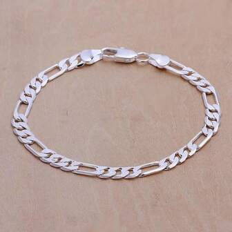 Pulsera de plata de ley 925 de 6 mm, regalo atractivo de boda, joyería de moda hermosa para hombres y mujeres