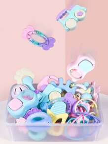 16pcs/Set Baby Rattle Toys Set, Teething Manhattan Ball, Chewable, Washable, Teething Rings, Newborn Birthday Gift For Boys And Girls (Packaging Box, Pattern, Accessories And Color Will Be Random)