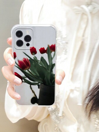 1PC花卉簡約多色塗裝TPU手機殼，適用於iPhone 15、iPhone 15 Pro和iPhone 15 Pro Max