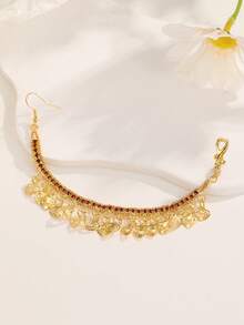 1枚時尚的心形和蝴蝶形鑲嵌鑽石垂墜勾子耳環鼻鏈頭鏈肚皮舞飾品 - 彩色 - 查看 4