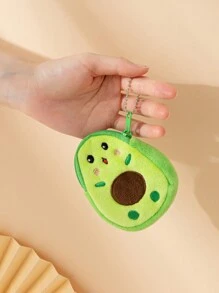 Cute Avocado Cartoon Coin Purse, Plush Backpack Pendant, Fun Mini Wallet For Kids And Teen Girls - Green - View 2