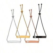 Black Hollow Butterfly Engraving Bracelet For Men And Women DIY Custom Engraving Bracelet Box Set Stainless Steel Bracelet High Quality Curved Brand Custom Bracelet