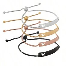 Black Hollow Butterfly Engraving Bracelet For Men And Women DIY Custom Engraving Bracelet Box Set Stainless Steel Bracelet High Quality Curved Brand Custom Bracelet