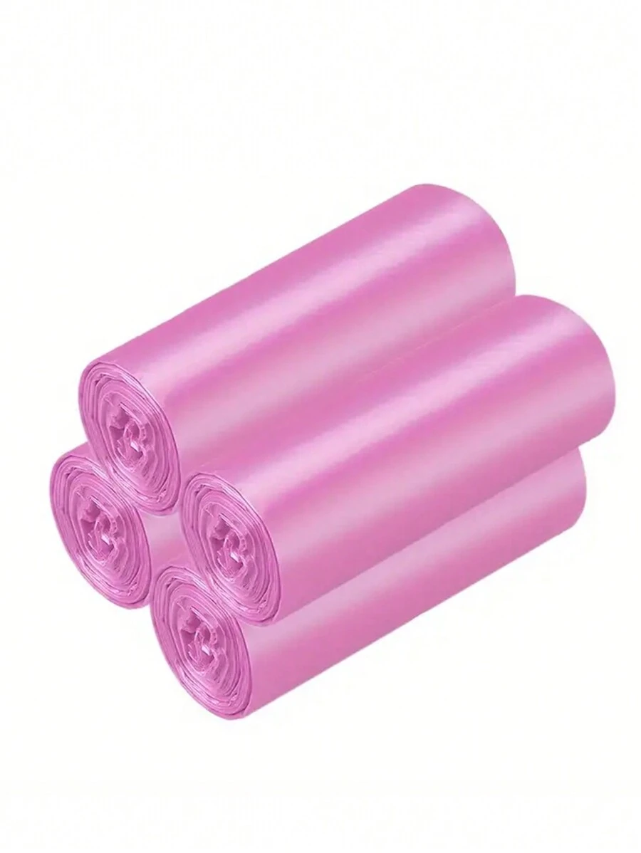 Four Roll Car Trash Bags (60 Pcs), Premium Mini & Small Trash Bags, Waterproof Litter Garbage Bag Organizer, Suitable For Car & Desktop Trash Cans Thickened Plastic Bag - Pink - View 1