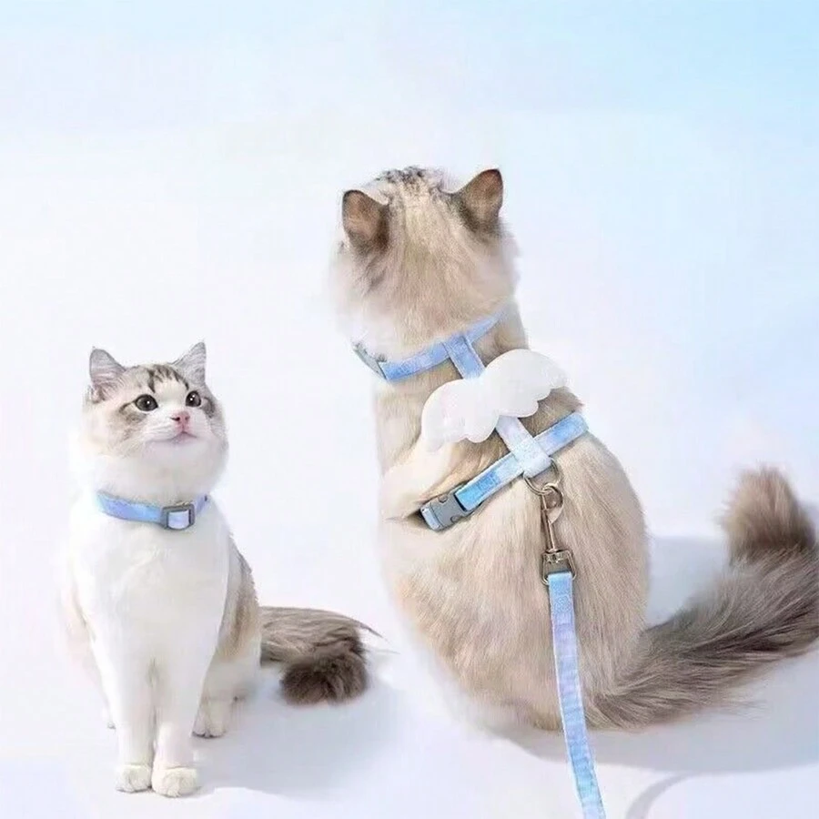 Correa para gato con arnés ajustable y hebilla anti-escape, ideal para perros para caminar al aire libre - Multicolor - Ver 1