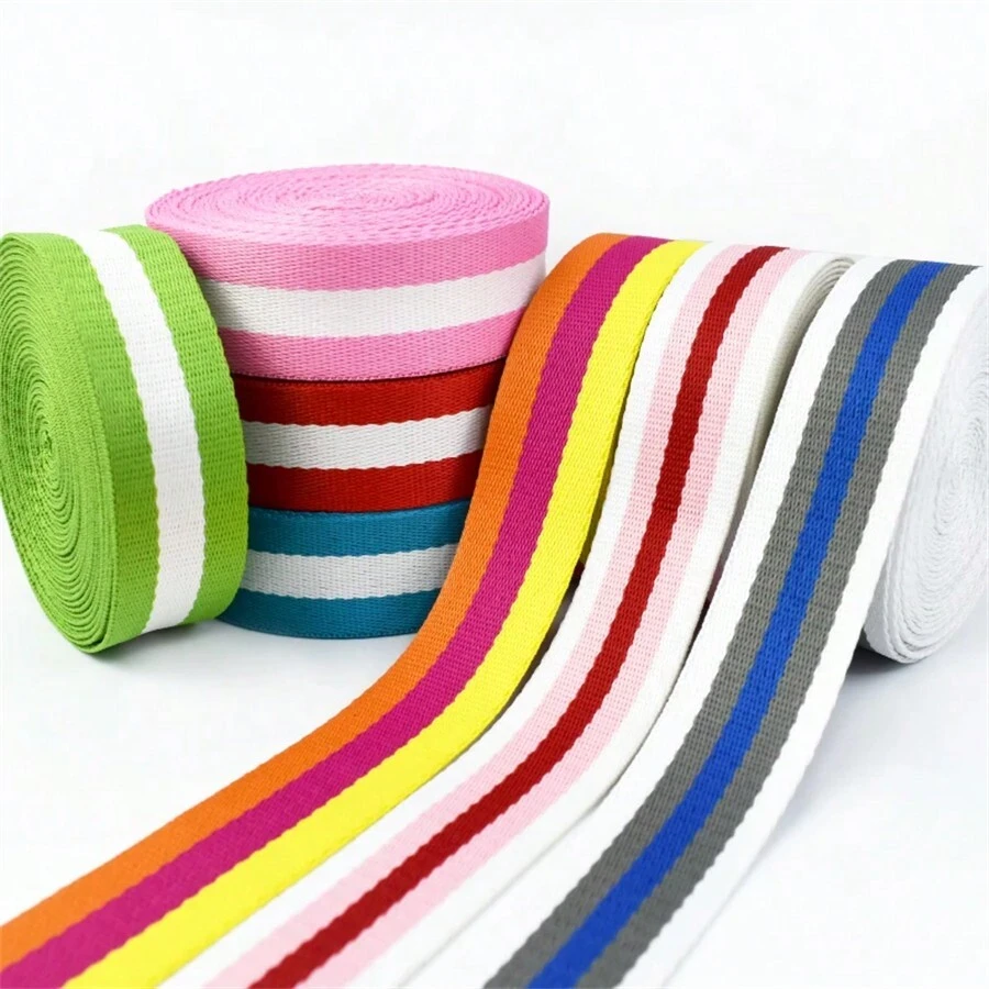5 Meters 38mm Colorful Stripe Polyester Webbing Ribbon Band Outdoor Backpack Bag Strap Belt Tapes DIY Sewing Clothing Accessories