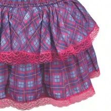 Saia Juvenil e Adulto Festa Junina Caipira Xadrez Rosa - Fúcsia - Visão 3