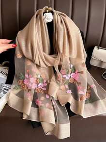 1 Khăn Quàng Mỏng Đính Hạt Thêu Hoa Mới Cho Nữ, Khăn Choàng Thanh Lịch Thời Trang Để Chống Nắng, Chống Gió, Che Đi Biển Boho - Nhiều màu - Xem 2