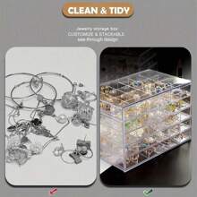 1pc Transparent Acrylic Makeup Organizer Storage Box With Drawers For Dressing Table, Lipstick Holder,For Holiday Beach, Bathroom Collection, Bedroom Collection, Large Capacity,Makeup Bag,Travel Essential - Clear - View 9