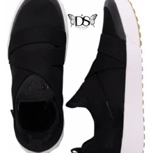 Tênis  unissex Sem Cadarço Elástico - 33/39 Feminino facil de calçar - Preto e Branco - Visão 4