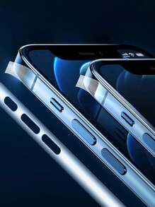 Película protectora de pantalla compatible con iPhone 16, 15 Pro Max, 14 Plus, 13, 12 Mini, 15 Promax, de 4 en 1: película de hidrogel blanda en la parte posterior, película en el marco lateral, cobertura completa [NO ES DE VIDRIO]