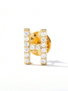 1 PIEZA Broche de oro vintage con inicial de circonita para traje, camisa, cuello de mujer u hombre, de la letra A a la Z, broche de solapa con strass para suéter, abrigo, nombre, joya estética para boda, regalo (sin caja de regalo) - Amarillo Oro - Ver 18