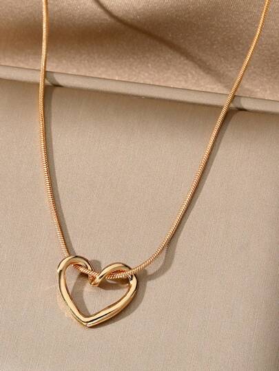 قلادة بقلب مفرغ قطعة واحدة للنساء عيد الحب، الأم، عيد الأم، هدية