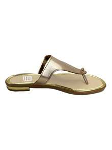 Sandalia Huarache Dama Mujer Comoda B Dorada Pata Gallo  Broche Negra Con Tacon Bajo Tallas 22 a 27 (Dorada B ) - Dorado - Ver 2