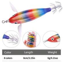 HENGJIA 1PC 8cm 6g Horizontal Squid Jigs Fishing Lure Artificial Squid Hook Jigging Baits For Sea Fishing Cuttlefish Luminous - Multicolor - View 2