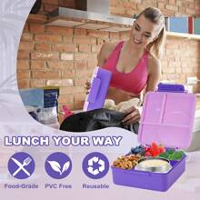 Caja de almuerzo Bento con diseño de dibujos animados y termo para sopa de 8 onzas, contenedores de alimentos a prueba de fugas con 4 compartimentos, de vuelta a la escuela