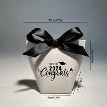 12 piezas Cajas de regalo para envolver gorras de graduación en color blanco sencillo, para fiestas y celebraciones de graduación, Cajas de regalo para golosinas en caliente con estampado para gorra de licenciatura, Cajas de regalo estampadas para dulces, Cajas de regalo para cumpleaños, fiestas y días festivos - Caja de regalo de temporada de graduación - Ver 2