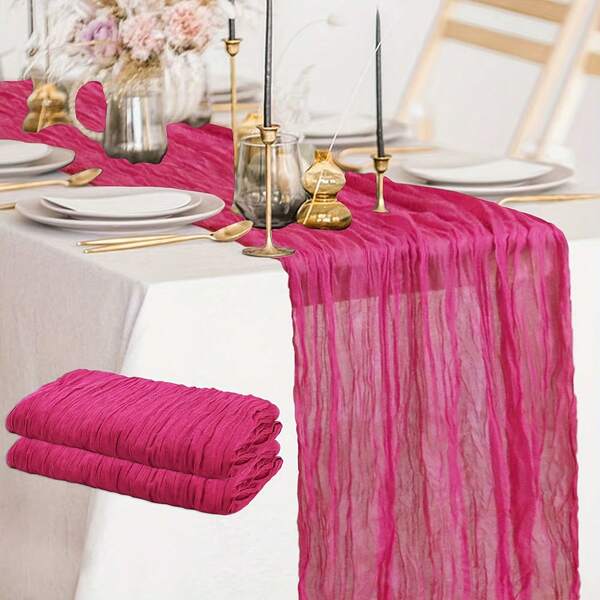 Cheese Cloth Table Cover - Vintage Country Style Tablecloth With Cheese Cloth Wrinkles For Spring Decoration, Rustic Weddings, Baby Showers, Birthday Parties And Photo Backdrops