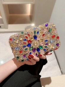 Sac de soirée Moonlit EveBag pour femmes, sac à main scintillant et à strass pour fête, sac à main en boîte pour robe de cocktail