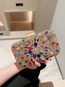 Sac de soirée Moonlit EveBag pour femmes, sac à main scintillant et à strass pour fête, sac à main en boîte pour robe de cocktail