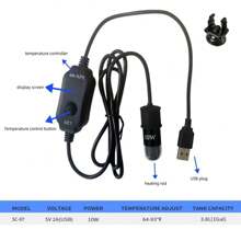 10W USB-Powered Compact Submersible Aquarium Heater With Precision Digital Thermostat For 1-2 Gallon Tanks, Ideal For Betta Fish And Turtles, Featuring Adjustable Temperature Control - Black - View 8