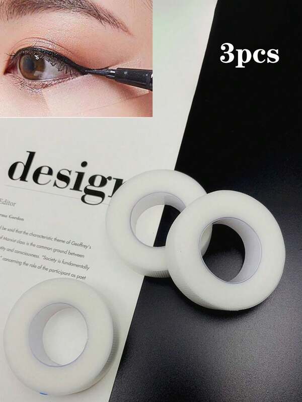 3 rolos de fita protetora para sombra, ferramentas de maquiagem, fita para pálpebras, fita delineadora natural, fita isolante para extensão de cílios, itens essenciais de maquiagem, adequado para uso doméstico