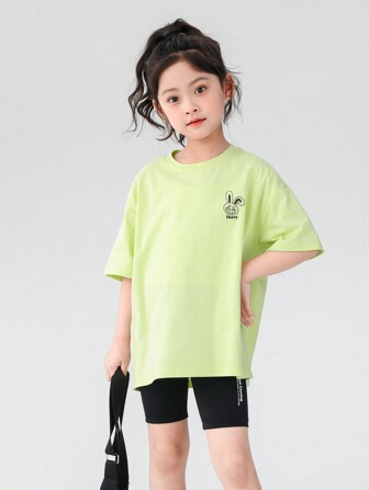 zosee 女の子の手描き風Tシャツ、2024年の夏の新作ウェア、トレンディーな半袖Tシャツ