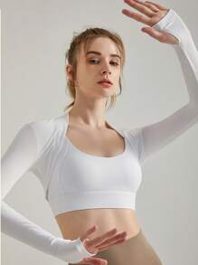 1 pezzo Scialle/Cardigan per danza e fitness, cardigan corto aperto davanti elegante, yoga, asciugatura rapida, top corto