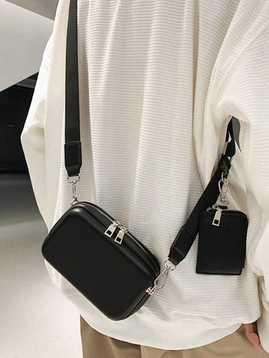 男士时尚小斜挎包日常通勤旅行便携多功能单肩包手机包手机钱包包青年挎包男士礼物单肩侧包工作周末露营夏季健身房度假旅行随身携带皮革休闲黑色个性化礼物男朋友爸爸丈夫大学包父亲节礼物新生书籍返校多功能宿舍大学书包学生时尚