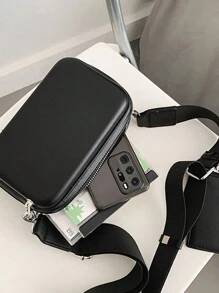 男士时尚小斜挎包日常通勤旅行便携多功能单肩包手机包手机钱包包青年挎包男士礼物单肩侧包工作周末露营夏季健身房度假旅行随身携带皮革休闲黑色个性化礼物男朋友爸爸丈夫大学包父亲节礼物新生书籍返校多功能宿舍大学书包学生时尚