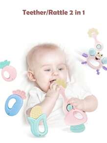 16pcs/Set Baby Rattle Toys Set, Teething Manhattan Ball, Chewable, Washable, Teething Rings, Newborn Birthday Gift For Boys And Girls (Packaging Box, Pattern, Accessories And Color Will Be Random)