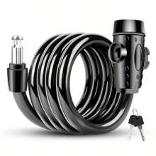 防盜滑動鎖，銅芯，適用於山地車、電動自行車和機車的便攜式車鎖 - 黑色 - 查看 1