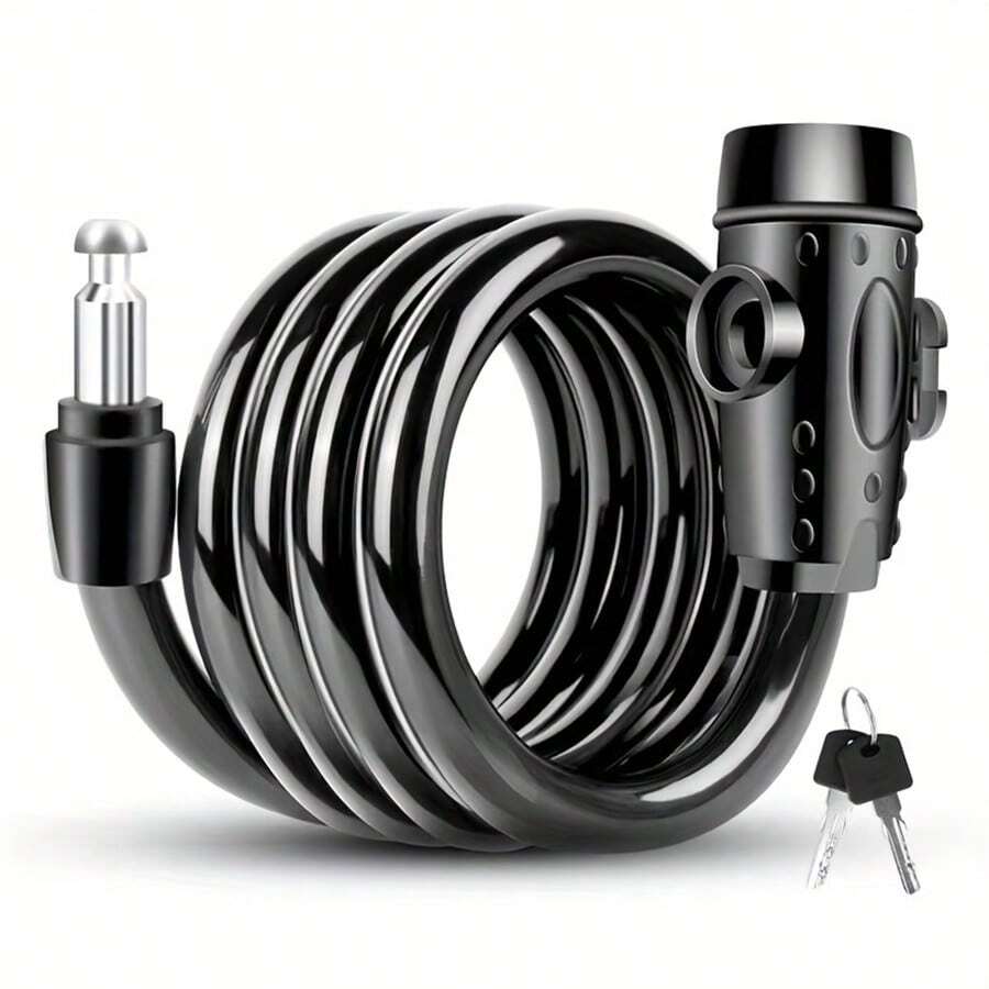 防盜滑動鎖，銅芯，適用於山地車、電動自行車和機車的便攜式車鎖 - 黑色 - 查看 1
