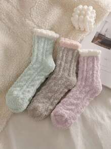 5 pares de calcetines de invierno lindos y cómodos de felpa para damas - Multicolor - Ver 3