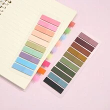 Sticky Notes In Morandi Color ,Colored And Transparent Memo Stickers,Reading Bookmarks,Office And School Supplies,Compact And Portable,Unobstructed Content - Set - View 4