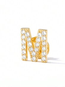 1 PIEZA Broche de oro vintage con inicial de circonita para traje, camisa, cuello de mujer u hombre, de la letra A a la Z, broche de solapa con strass para suéter, abrigo, nombre, joya estética para boda, regalo (sin caja de regalo) - Amarillo Oro - Ver 14