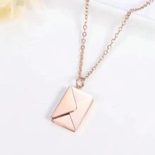 Rose Gold Customized Engraved Envelope Pendant Necklace Personalized Love Letter Stainless Steel Necklace Valentine's Day Confession Gift With Box Valentines