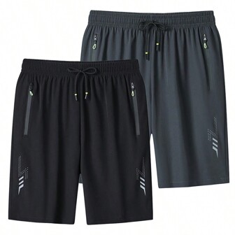 2 piezas Pantalones cortos de estilo novio para hombre, de secado rápido y transpirables, para deportes y ocio en verano, pantalones cortos de playa