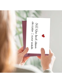 1pc Romantic Anniversary Card, Birthday Card For Girlfriend Boyfriend, Wife Husband, Best Decision For Love, Engagement Valentine'S Day Card,Greeting Cards,Postcards,Greeting Cards,Blank Interior For Custom Message.
