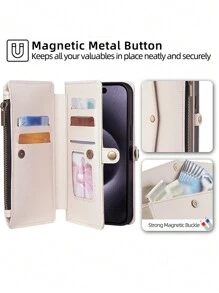 keyunfei 拉链侧扣多功能斜挎包钱包，配有可调节肩带、支架、卡槽、防摔腕带、翻盖手机壳，适用于 Apple Air/15 Pro Max/16E、Galaxy S24 Ultra、Moto E13、Honor 90 5G、Nova Y70、11 Lite、OPPO A38